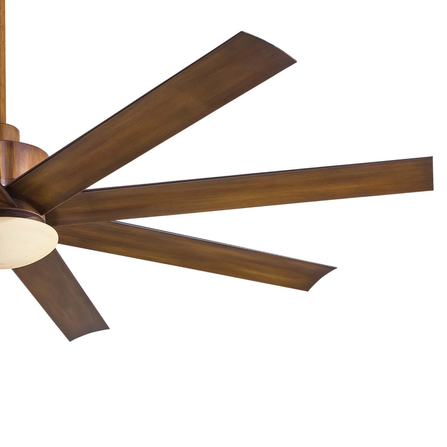 Minka-Aire F888L-DK Slipstream 65-Inch 8-Blade LED Ceiling Fan in Distressed Koa Finish w/ Distressed Koa Blades & Tinted Opal Glass - Right Side thumbnail