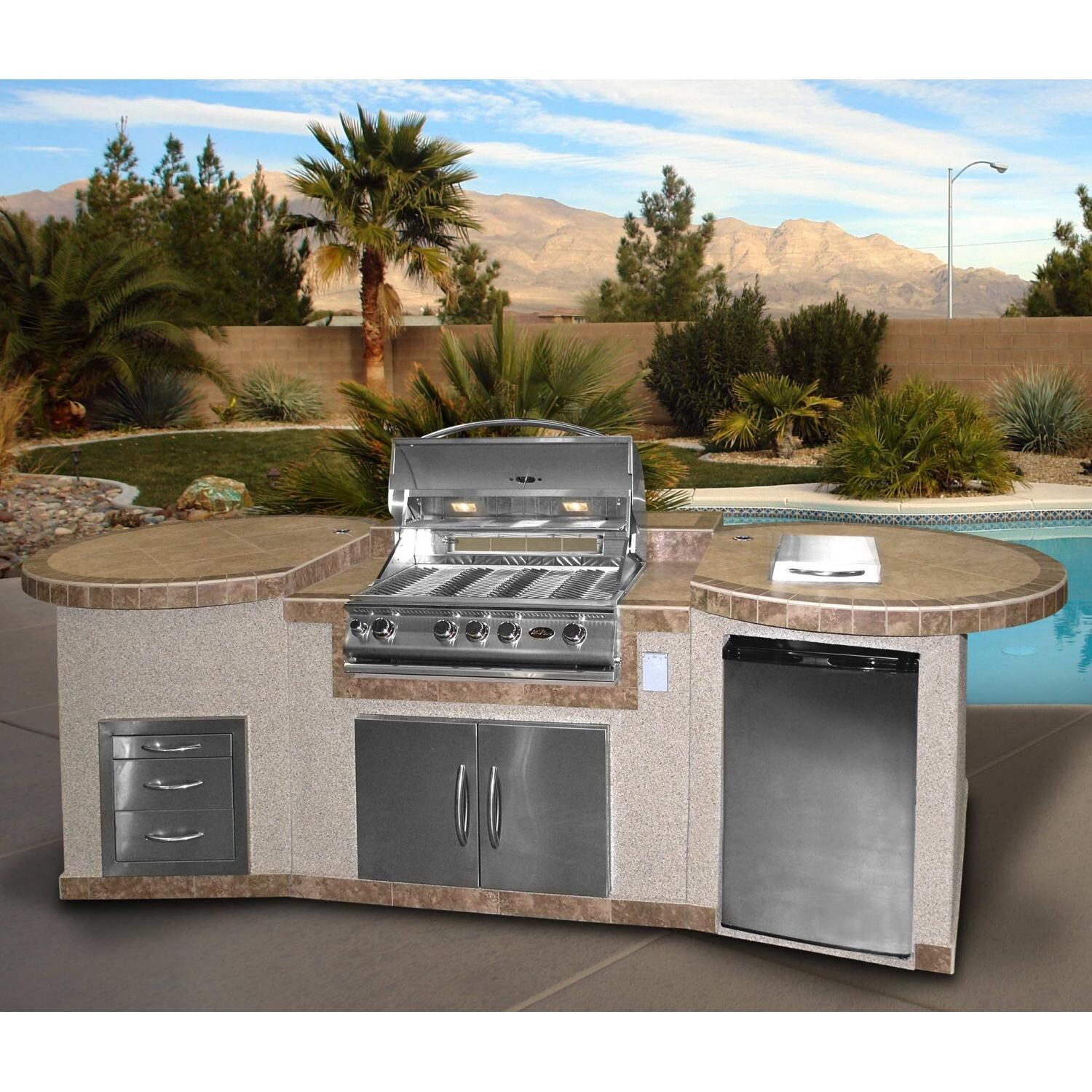Cal Flame 3-Piece BBQ Island With 32-Inch Cal Flame Propane Gas BBQ Grill