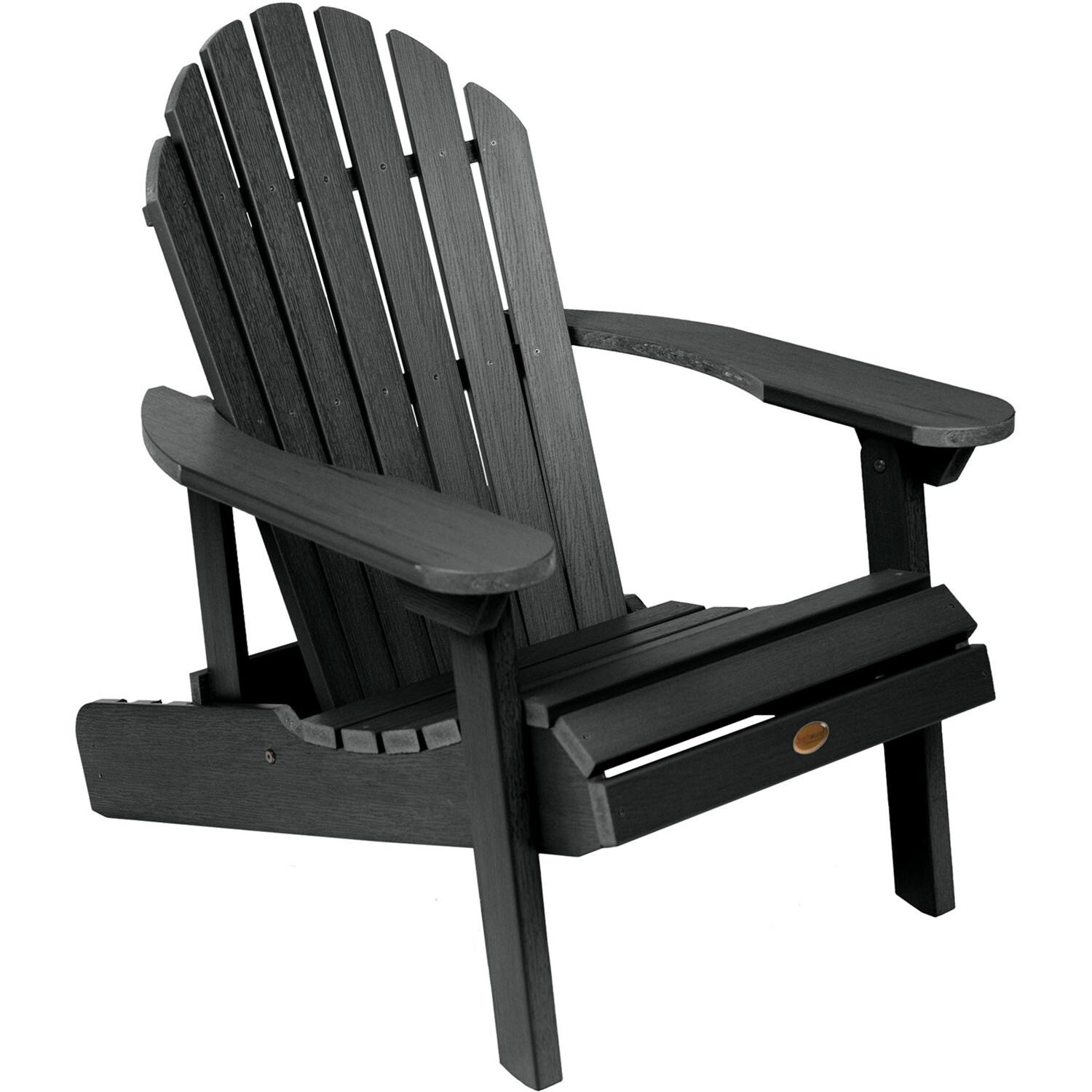 Lakeview Dream Bay Folding & Reclining Adirondack Chair - Black - Angled View - White thumbnail