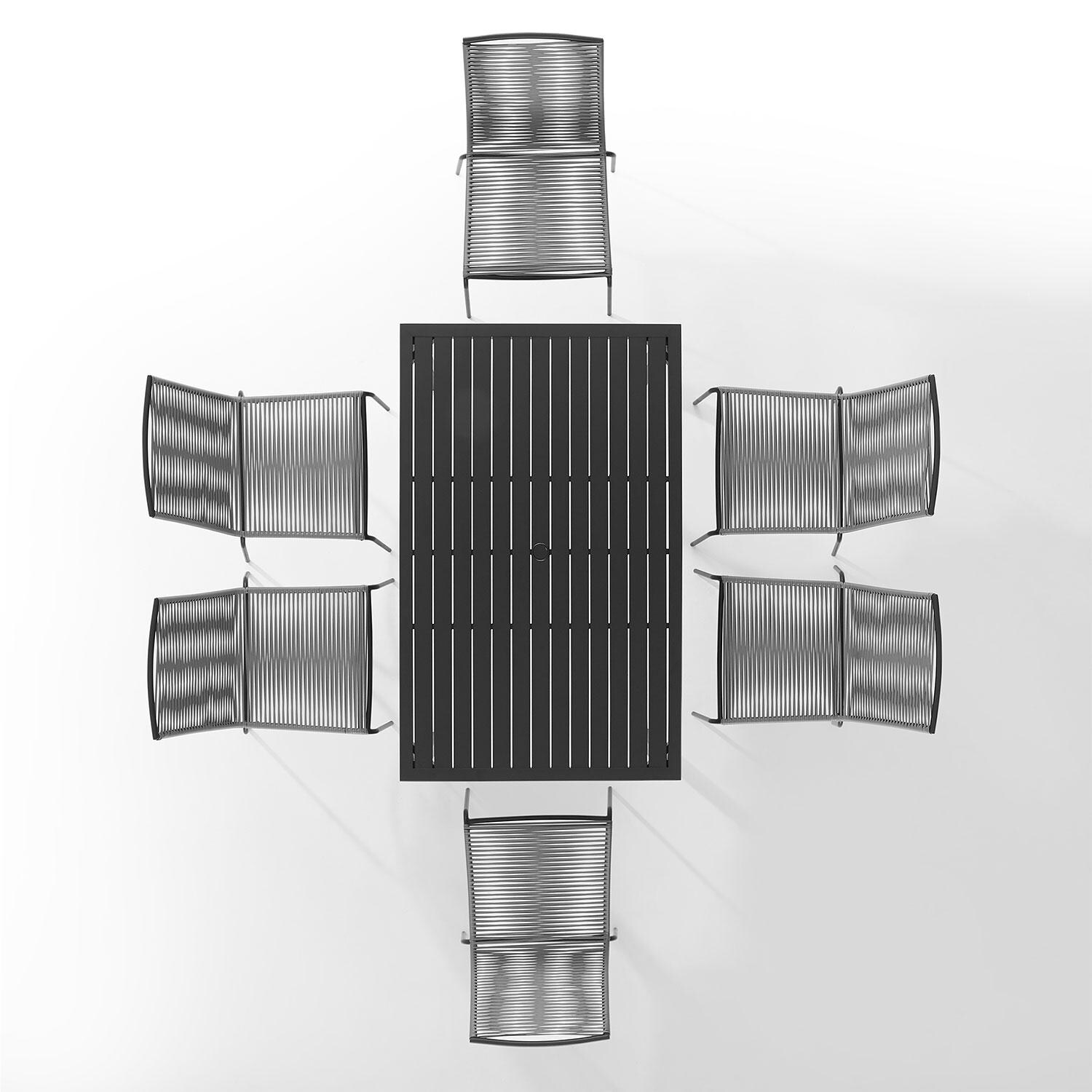 Ultimate Patio UP-92516MB-GY 7Pc Wicker Outdoor Dining Set in Gray - Overhead View - White Background thumbnail