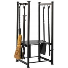 UniFlame 5-Piece Olde World Iron Fireplace Tool Set With Log Rack - W-1198 image