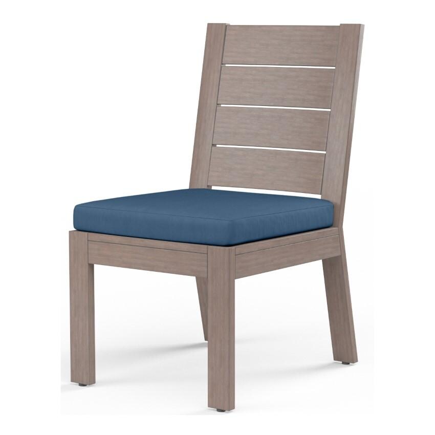 Laguna Aluminum Dining Side Chair w/ No Welt in Driftwood/Spectrum Indigo by Sunset West