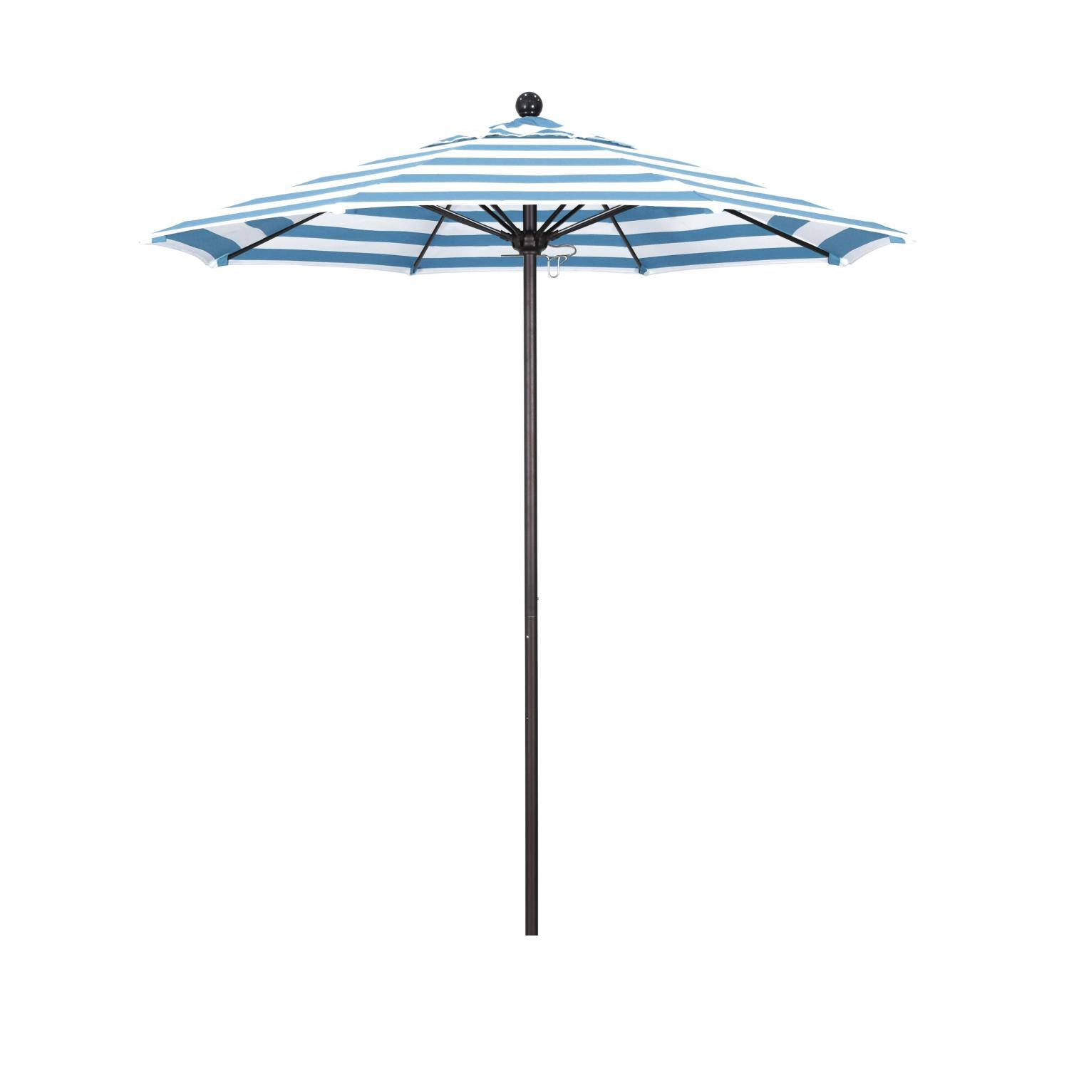 California Umbrella Venture Series 7.5 Ft Octagonal Aluminum Patio Umbrella W/ Push Lift & Fiberglass Ribs - Bronze Frame / Sunbrella Cabana Regatta Canopy thumbnail