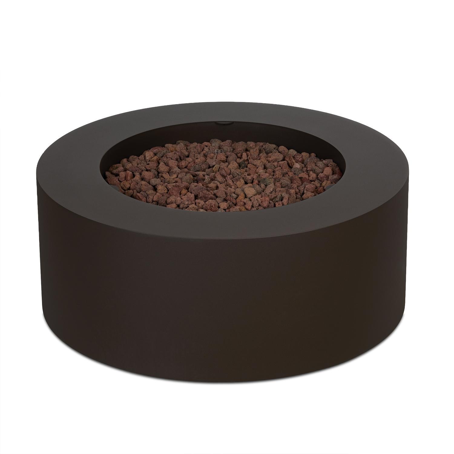 Elysian 36-in Round Steel Propane Fire Pit Table in Dark Bronze by Lakeview Outdoor Designs - Top View - White Background thumbnail