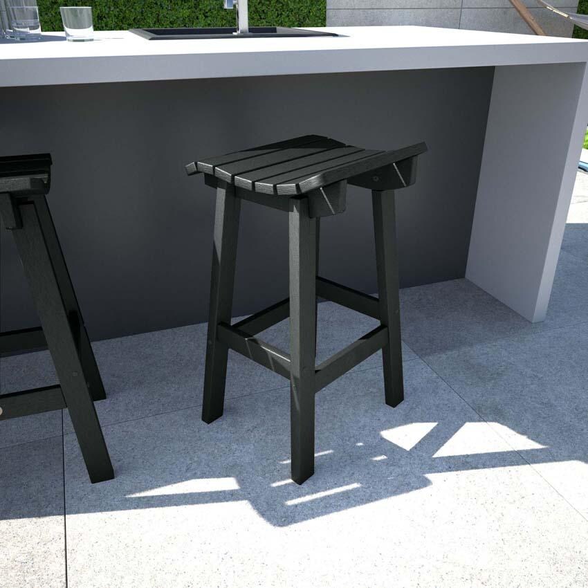 Costa Brook Recycled Plastic Bar Stool in Black by Lakeview Outdoor Designs