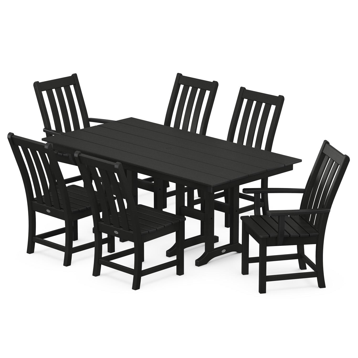 POLYWOOD Vineyard 7-Piece Farmhouse Dining Set - Black : BBQGuys