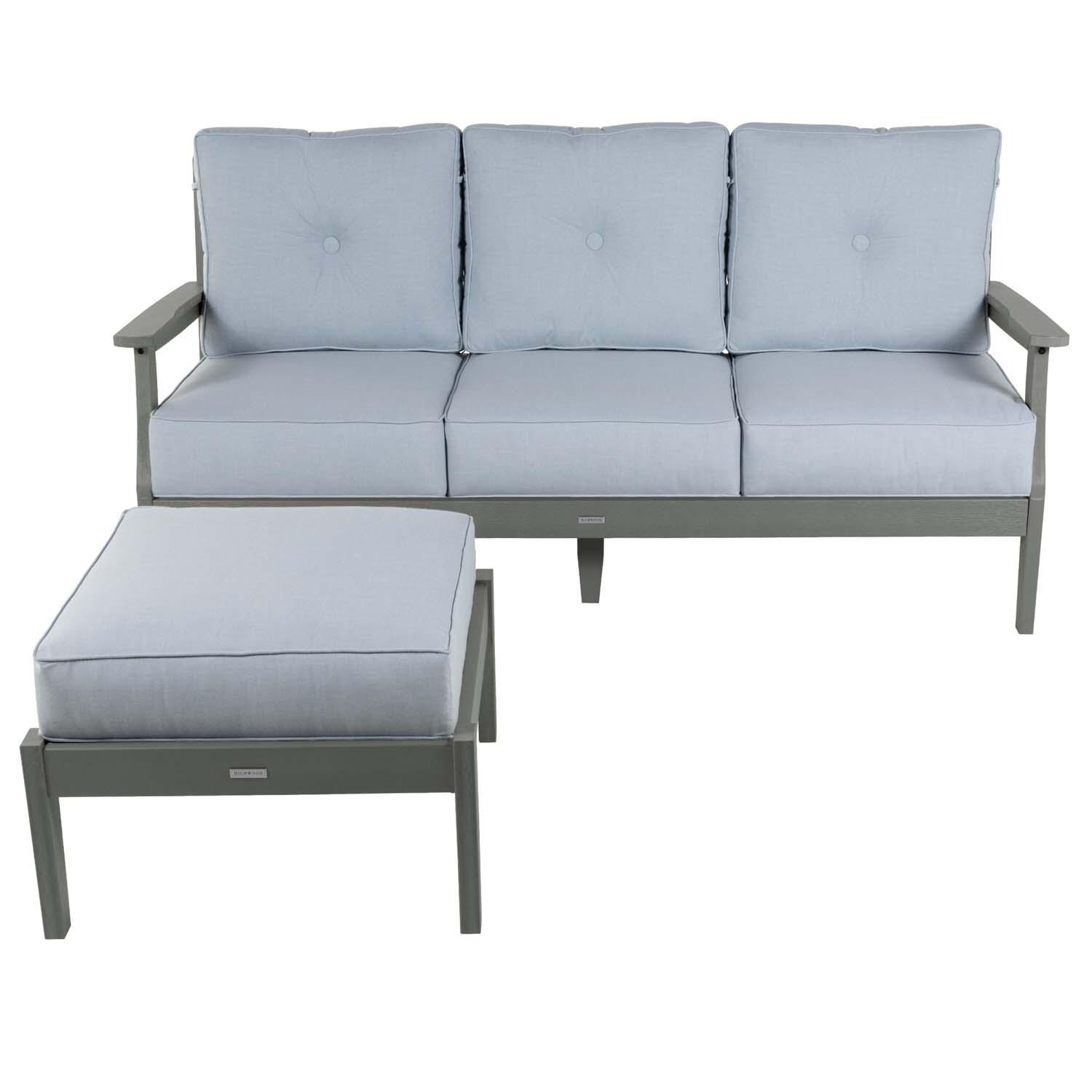 Blushing Bay 2 Pc Recycled Plastic Seating Set in Bliss Dew/Coastal Teak by Lakeview Outdoor Designs - Front View - White Background thumbnail
