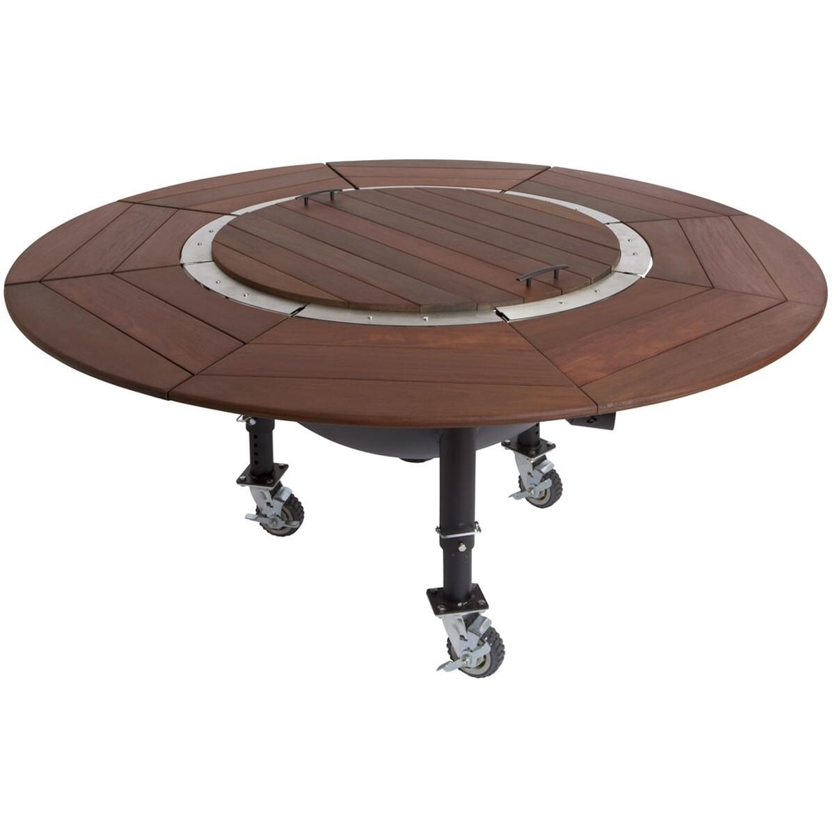 Gather Grills Entertainer 39-Inch Wood Fire Pit W/ 72-Inch Ipe Hardwood Table - E01000101 image