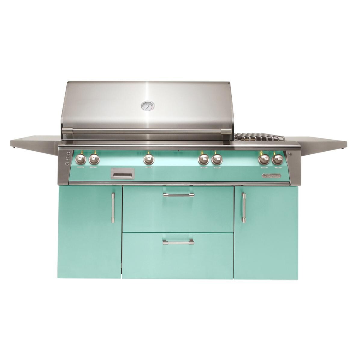 Alfresco Grills ALXE-56SZC-LP-S6027 Alfresco ALXE 56-Inch Propane Deluxe Grill With Sear Zone, Rotisserie, And Side Burner in Light Green thumbnail