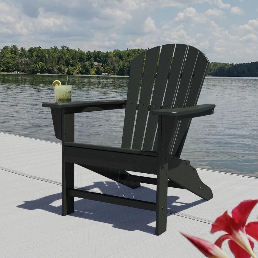 South Beach Recycled Plastic Adirondack in Black by POLYWOOD
