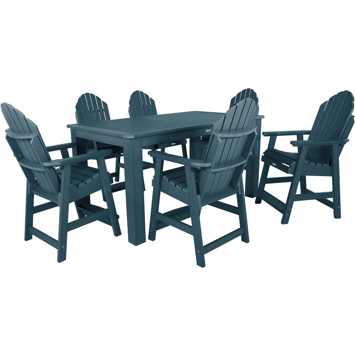 Dream Bay 7 Pc Rectangular Counter Height Dining Set in Nantucket Blue By Lakeview Outdoor Designs - White Background thumbnail