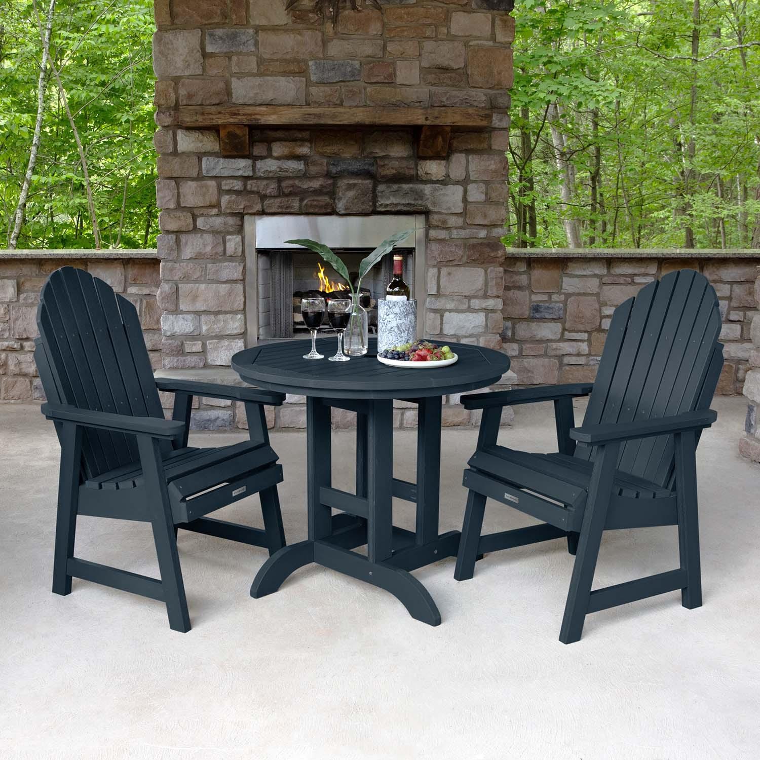 Dream Bay 3 Pc Recycled Plastic Round Dining Set in Federal Blue By Lakeview Outdoor Designs - Lifestyle thumbnail