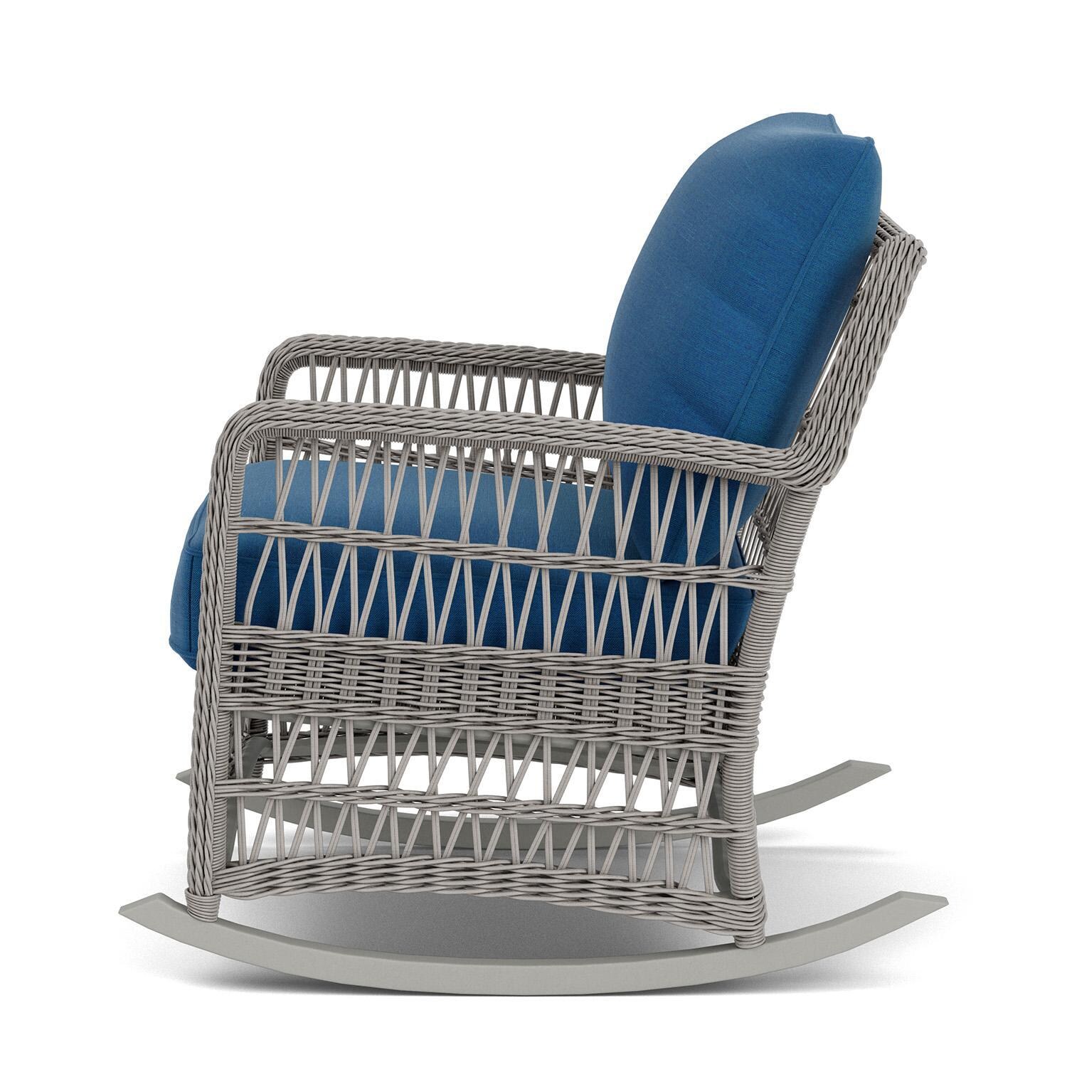 Lloyd Flanders Mackinac Lounge Rocker in Putty Finish with Flagship Atlantis Fabric - Left Side thumbnail