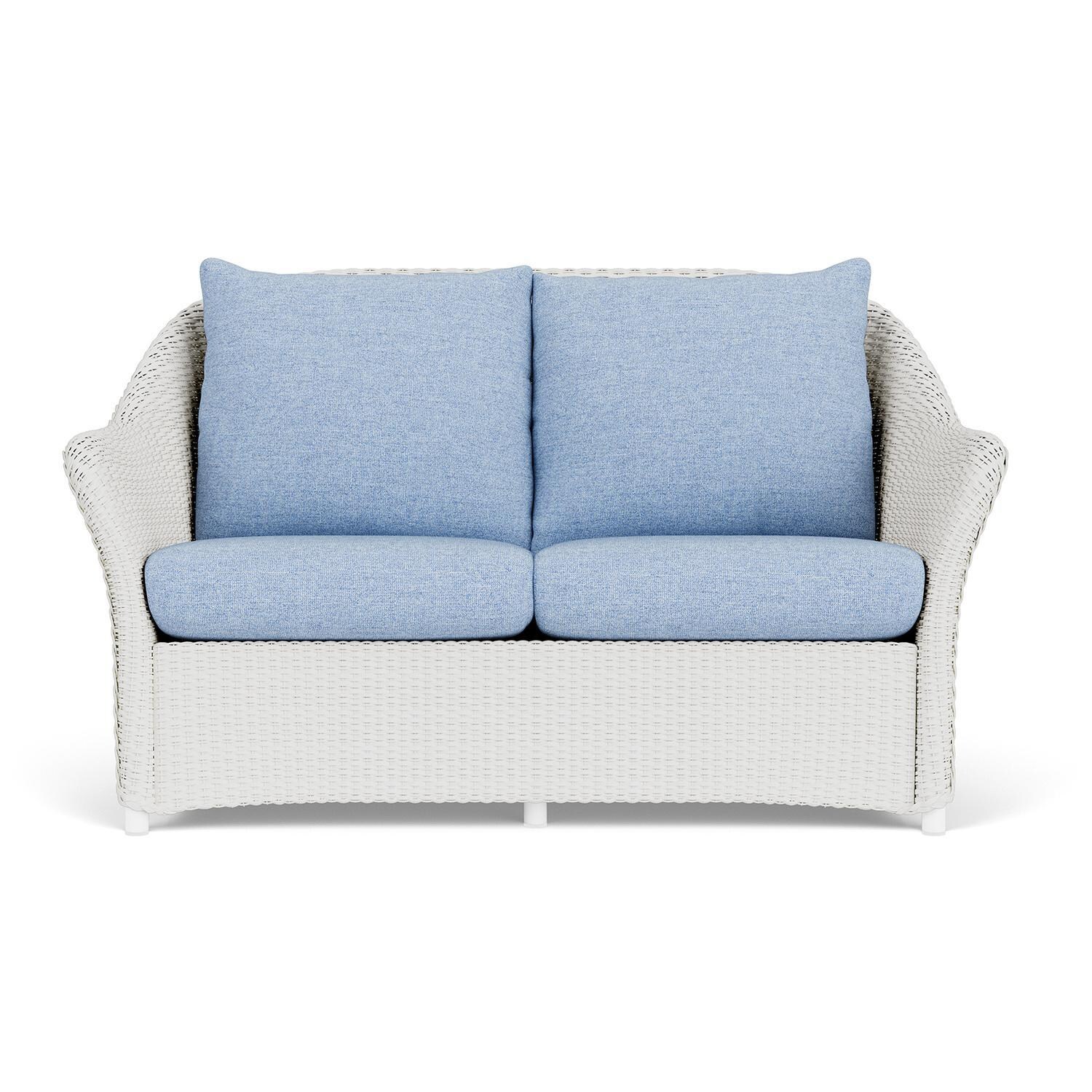 Weekend Retreat Lloyd Loom Loveseat in Matte White/Demo Skyway by Lloyd Flanders
