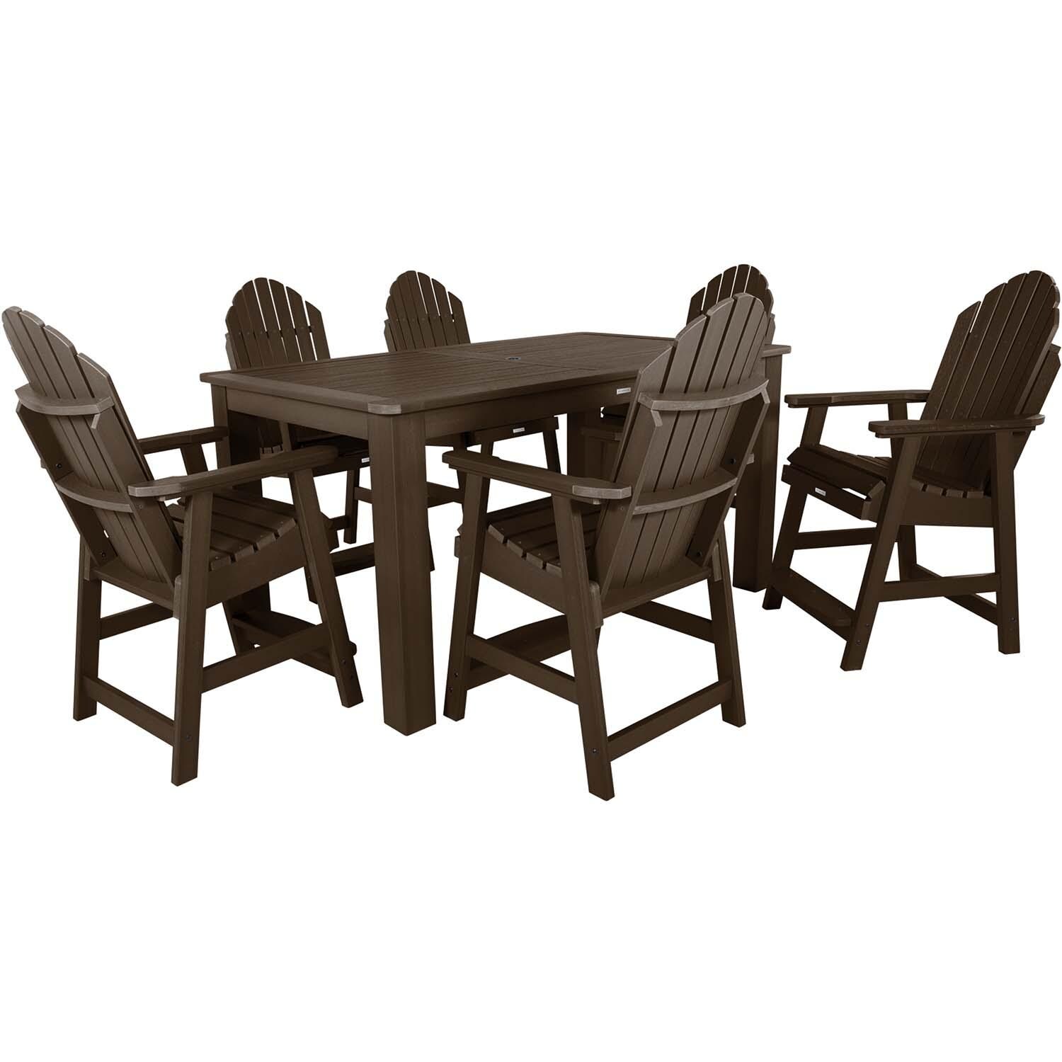 Dream Bay 7 Pc Rectangular Counter Height Dining Set in Weathered Acorn By Lakeview Outdoor Designs - White Background thumbnail