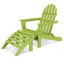 Classic 2 Piece Recycled Plastic Wood Patio Folding Adirondack Seating Set By POLYWOOD - Lime