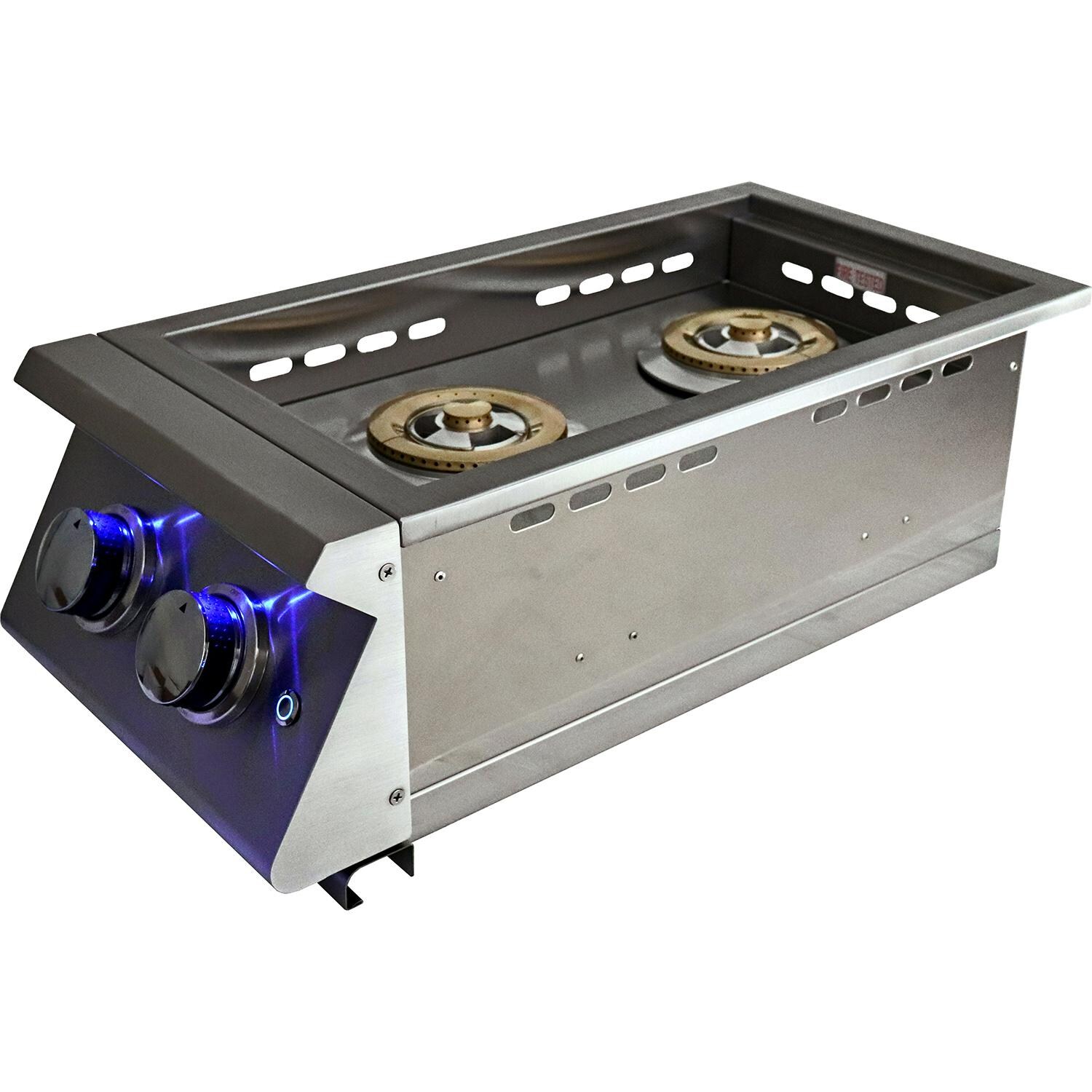 RCS Premier Series Built-In Double Side Burner W/ Blue LED Lights - Dual 12,000 BTU Burners thumbnail