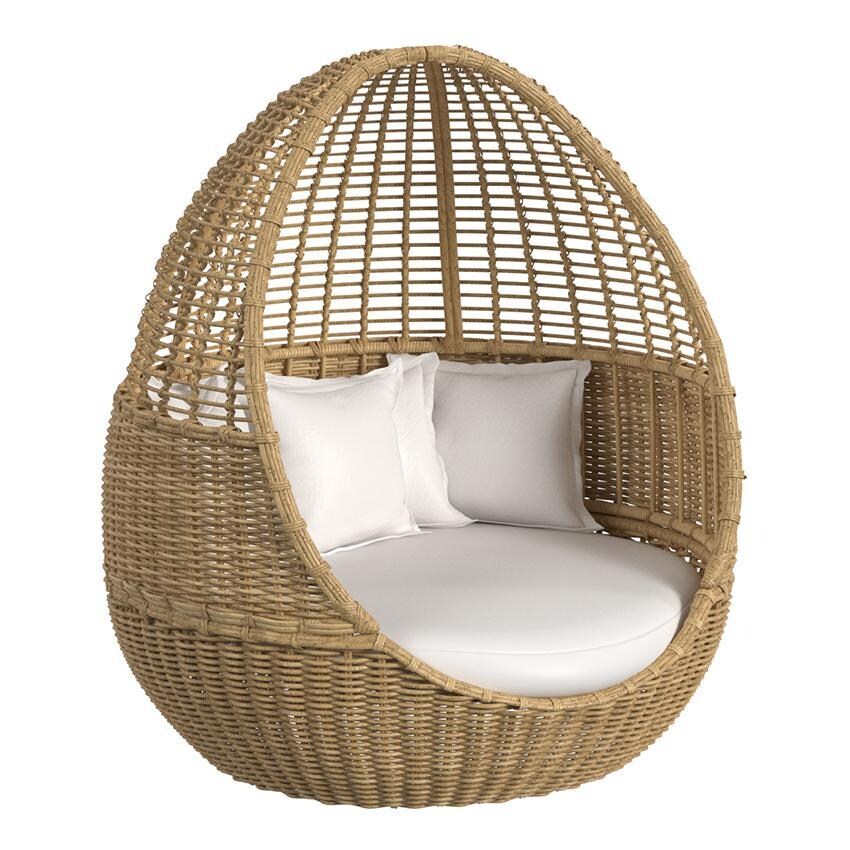 Playa Resin Wicker Daybed in Medium Wood/Soothe Pearl by Sunset West
