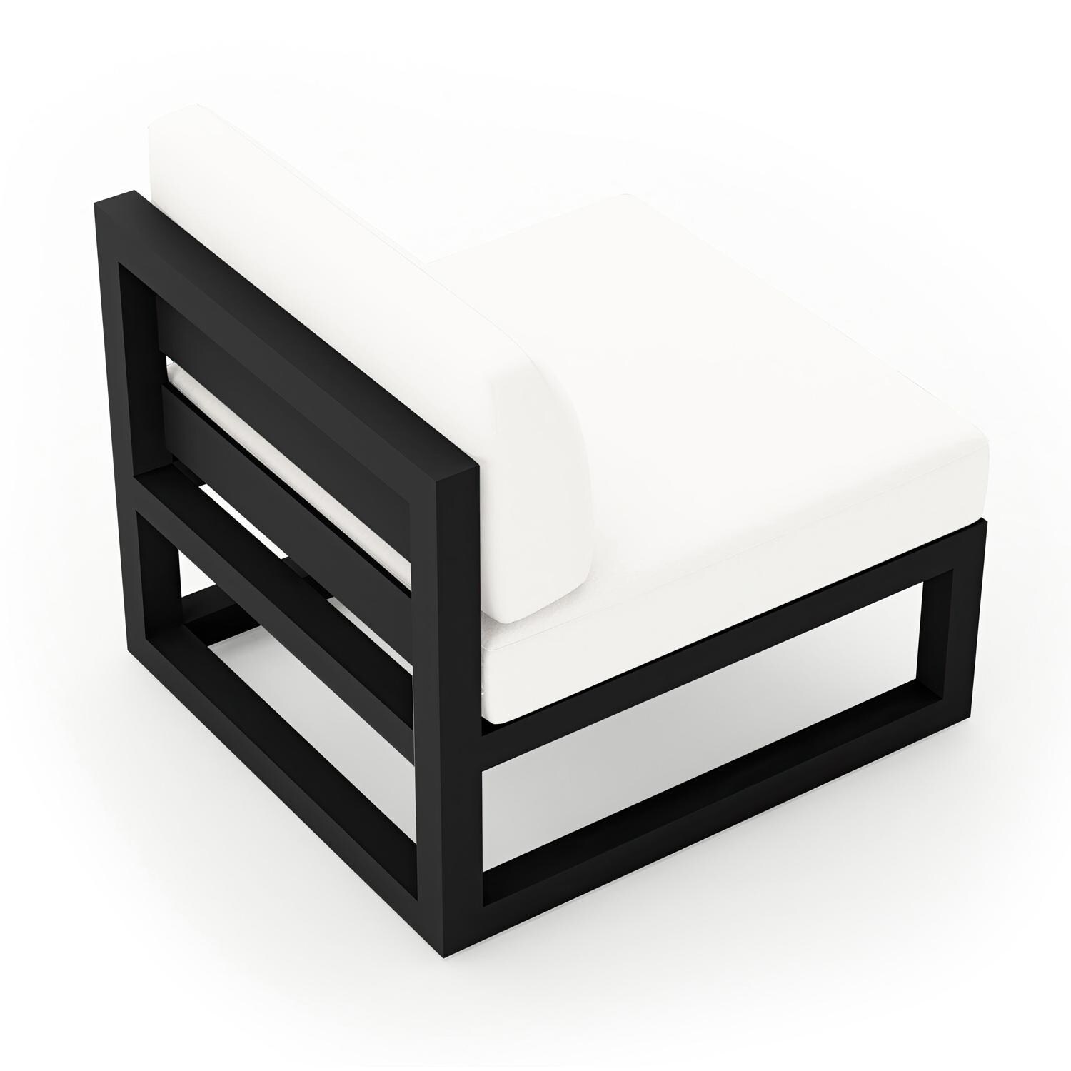 Lakeview  MSTYCV-BK-MS-CN Misty Cove Aluminum Middle Club Chair in Black w/Canvas Natural Cushions by Lakeview Outdoor Designs - Angled Back - White Background thumbnail