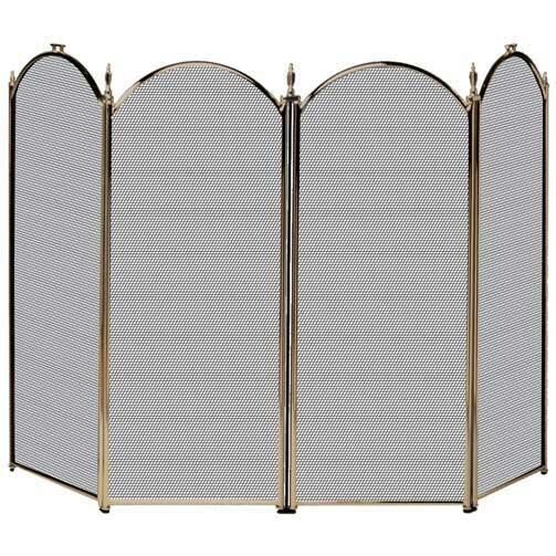 UniFlame 52-Inch 4 Fold Antique Brass Fireplace Screen - S41010AB