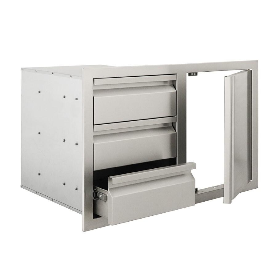 RCS VDC2 Valiant Reversible Triple Drawer & Door Combo - Angled Door and Drawers Open thumbnail