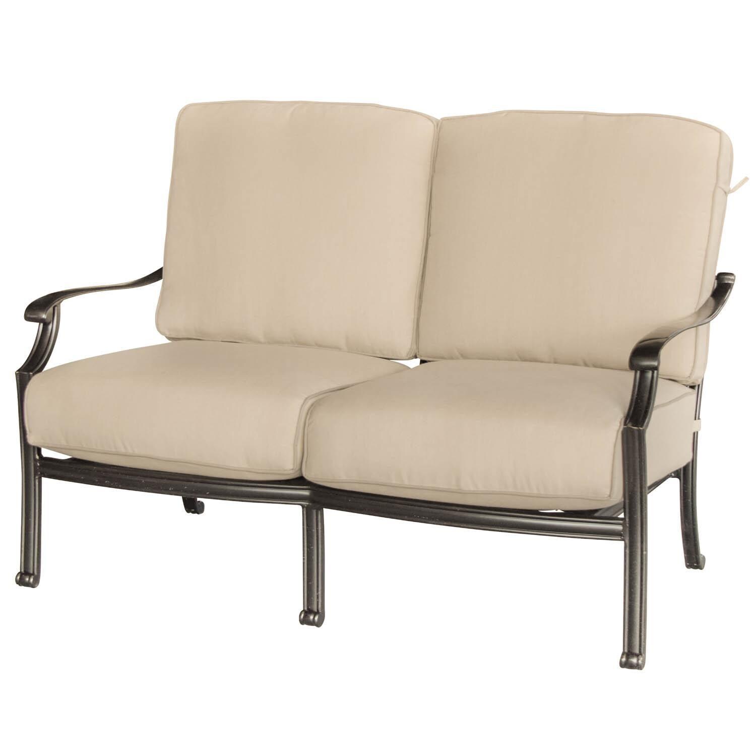 Carondelet Cast Aluminum Patio Loveseat W/ Sunbrella Spectrum Sand Cushion thumbnail