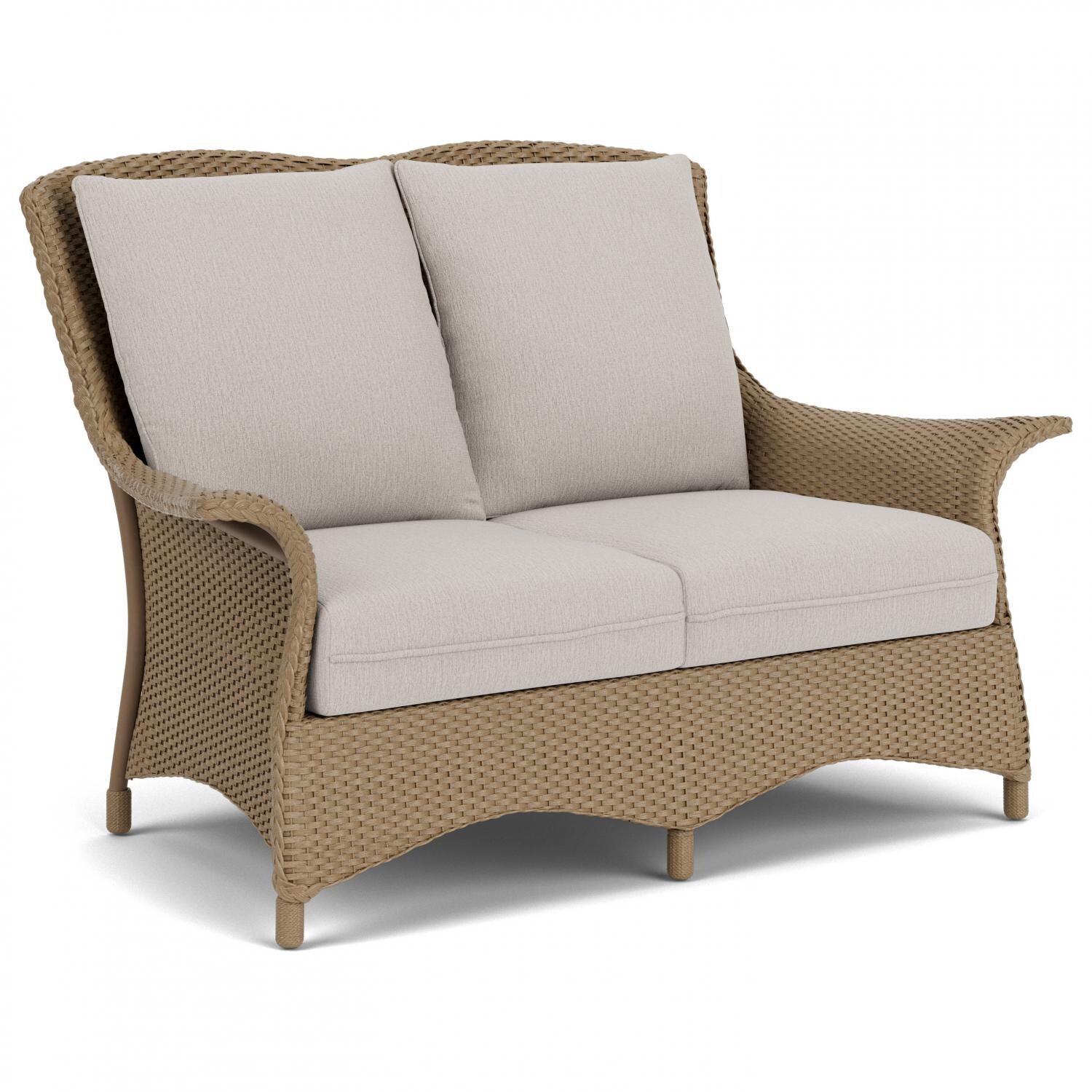Lloyd Flanders Mandalay Loveseat in Fawn Finish with Remy Cloud fabric - Angled thumbnail