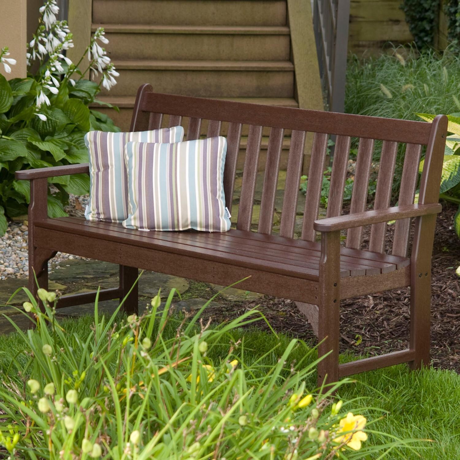 Vineyard 60 Inch Recycled Plastic Bench in Mahogany by POLYWOOD