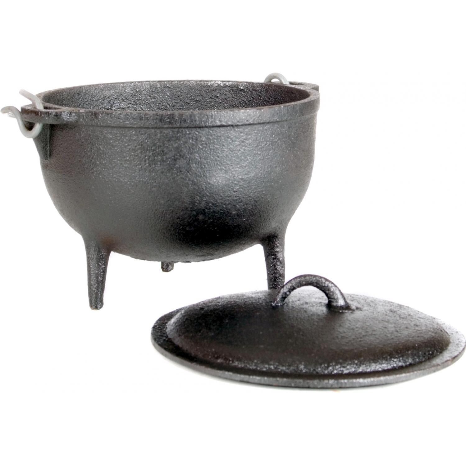 Cajun Cookware 1-Quart Seasoned Cast Iron Camp Pot With Legs - Side View thumbnail