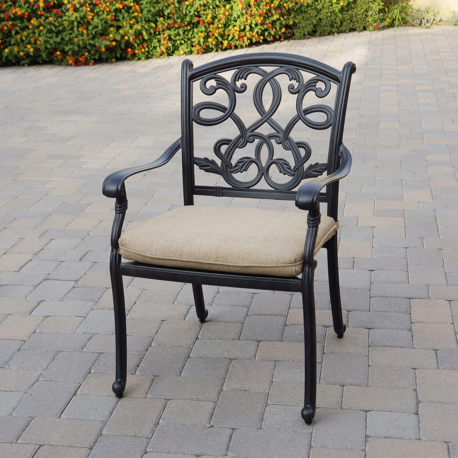 Darlee Santa Monica Cast Aluminum 4 Pc Set Dining Chair Set in Antique Bronze/Beige Canvas by - B/DL2052-1-4