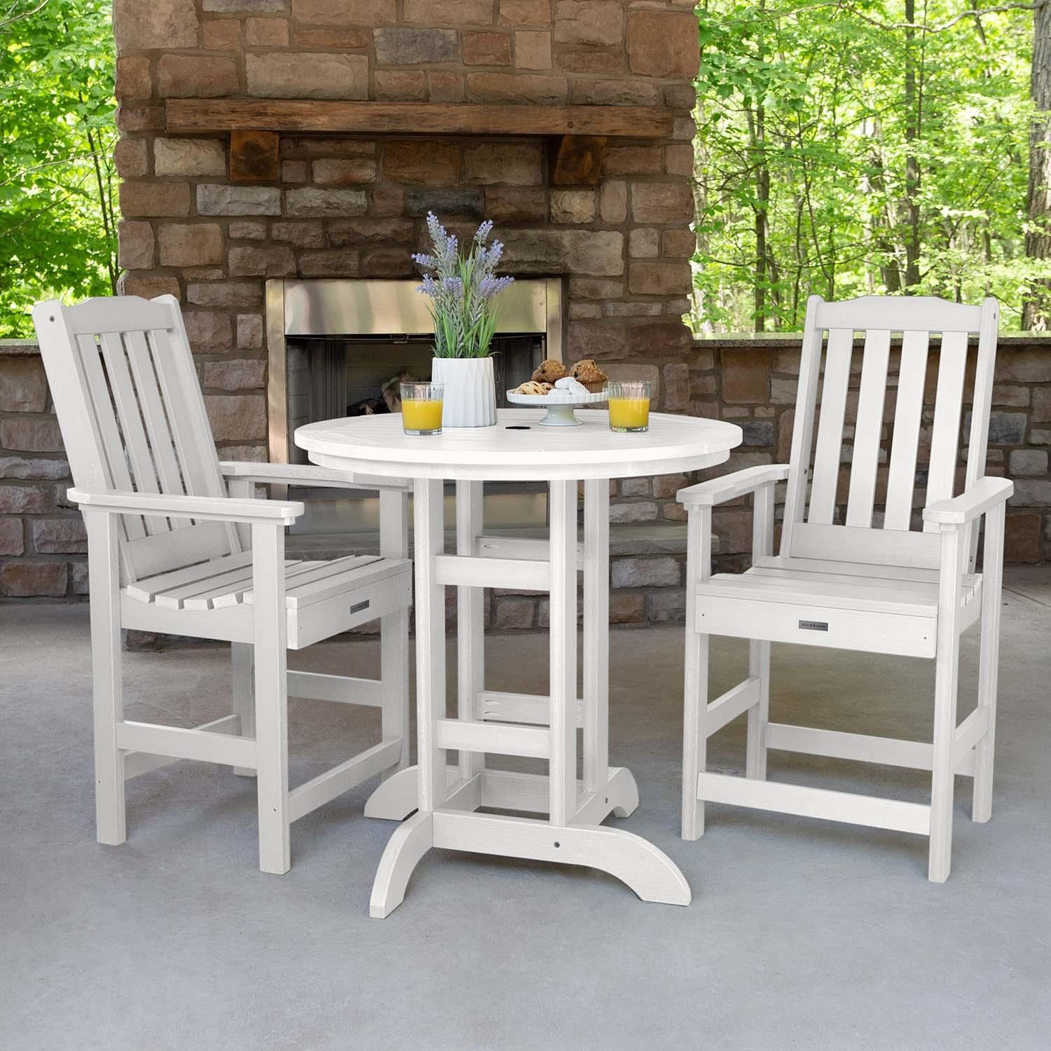 Lakeview Outdoor Designs Hart Lane 3 Pc Recycled Plastic Round Counter Dining Set in White by - LV-CNL36-WHE