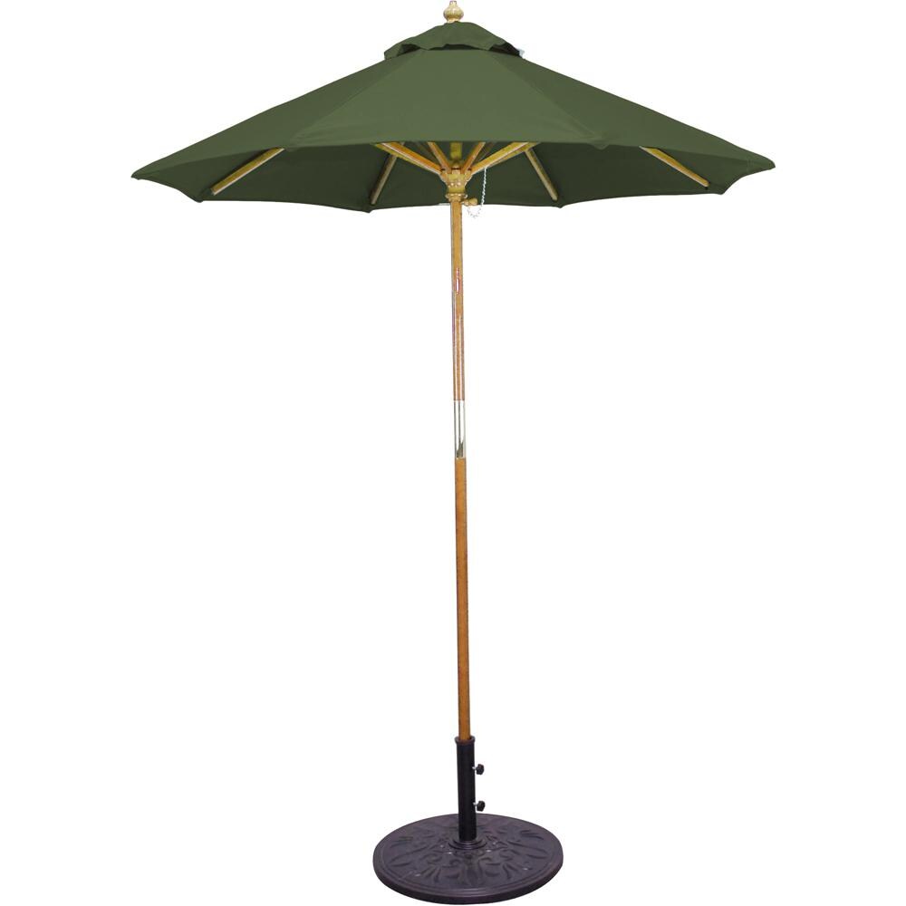 Galtech 6 Ft. Octagonal Hardwood Patio Market Umbrella W/ Push Lift - Light Wood W/ Sunbrella Canvas Forest Green Canopy