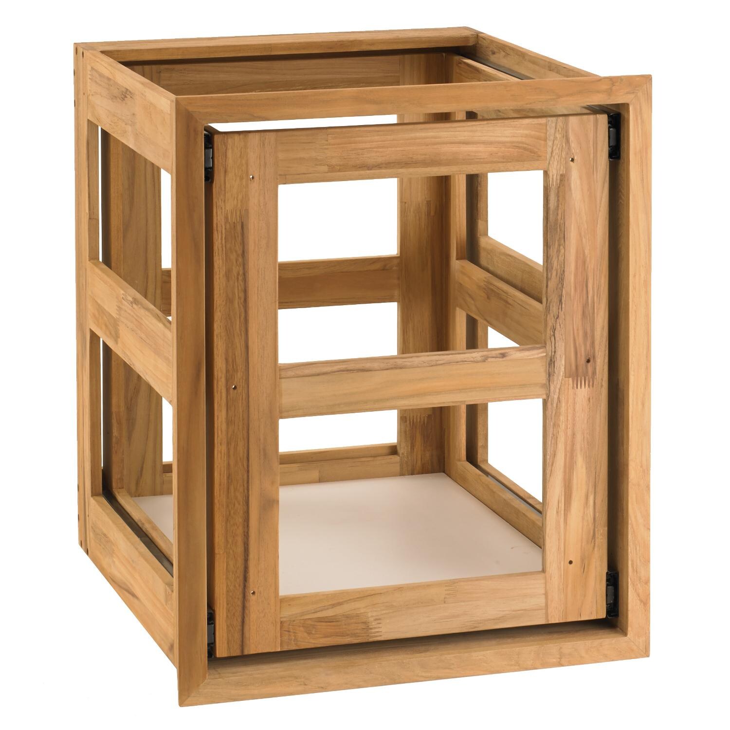 Pacific Teak 18-Inch Teak Wood Roll-Out Double Trash / Recycling Drawer ...