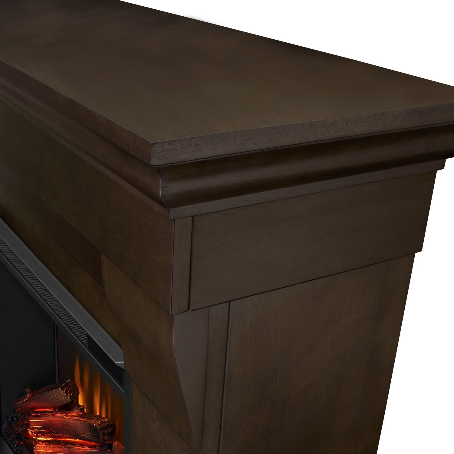 Real Flame - 5910E-DW - Chateau 40-Inch Electric Fireplace With Mantel - Dark Walnut - Corner Detail thumbnail