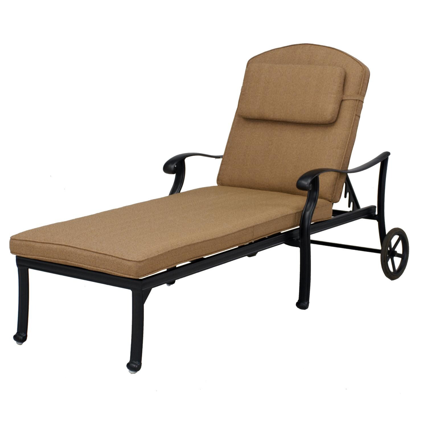 Darlee 201660-3PC-3388A Capri Cast Aluminum Chaise Lounge W/ Sesame Polyester Cushions thumbnail