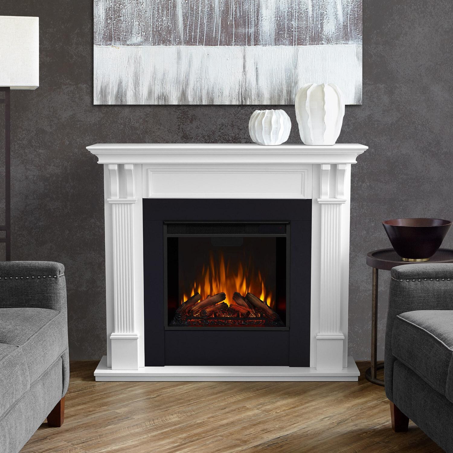 Real Flame 7100E-W Ashley 48-Inch Electric Fireplace With Mantel - White