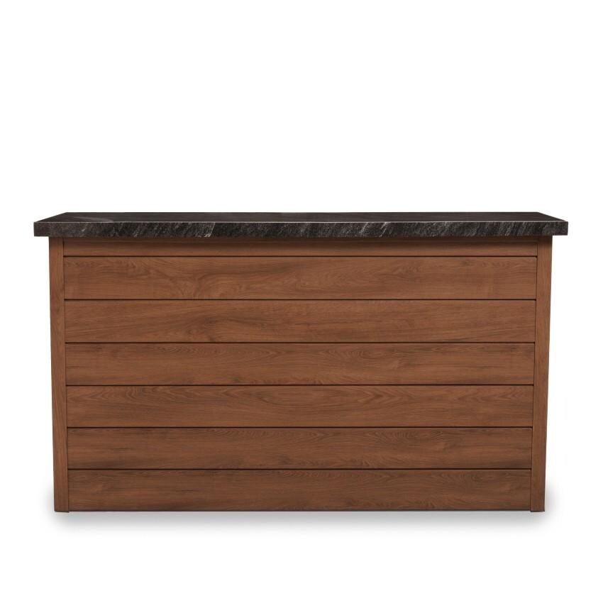 BBQGuys Signature 72 Inch 360 Degree Swivel Outdoor TV Lift Cabinet | Toffee w/ Black Granite - Front - White Background thumbnail