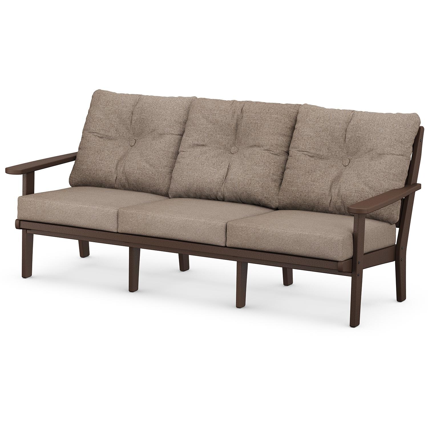 POLYWOOD 4413-MA146010 Lakeside Deep Seating Sofa - Mahogany / Spiced Burlap thumbnail