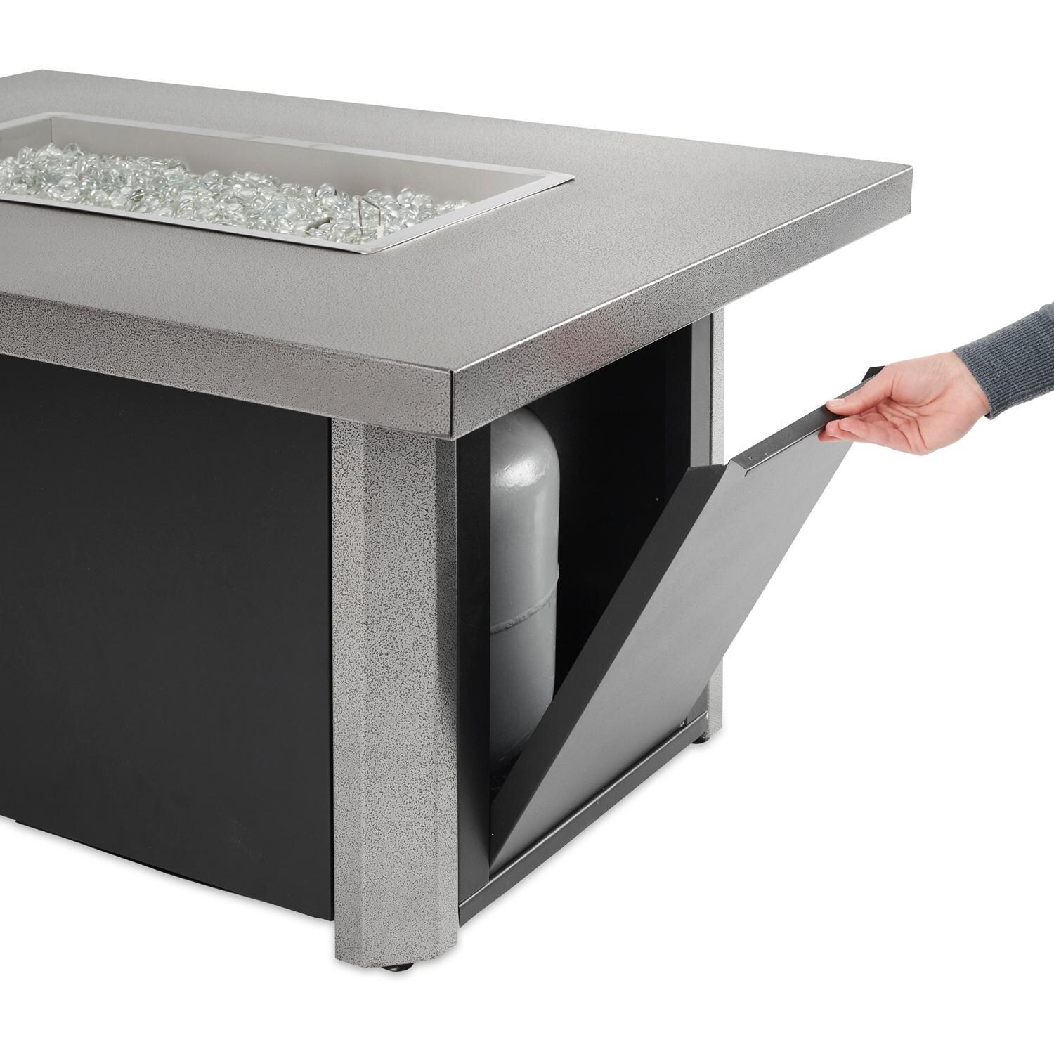 The Outdoor GreatRoom Company Caden CAD-1224 44-Inch Rectangular Propane Gas Fire Pit Table with 24-Inch Crystal Fire Burner - Propane Storage Access Door thumbnail