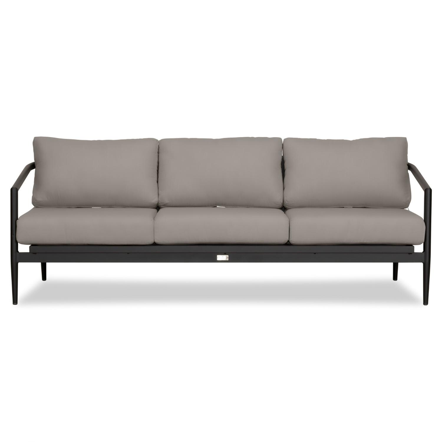 Midnight Cove 3 Person Aluminum Sofa in Black/Canvas Charcoal by Lakeview Outdoor Designs