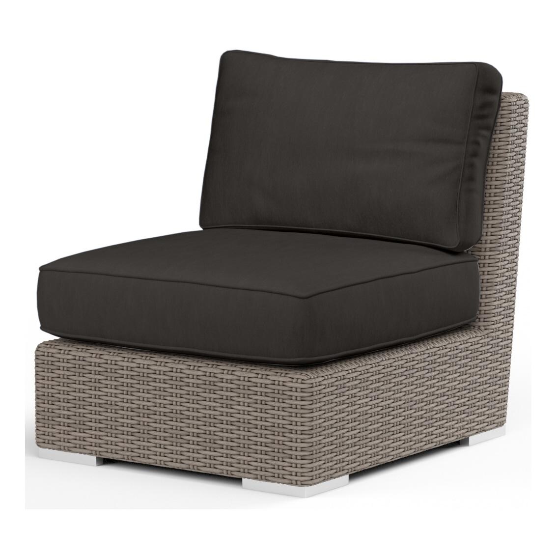 Coronado Wicker Armless Club Chair in Driftwood/Spectrum Carbon by Sunset West - White Background thumbnail