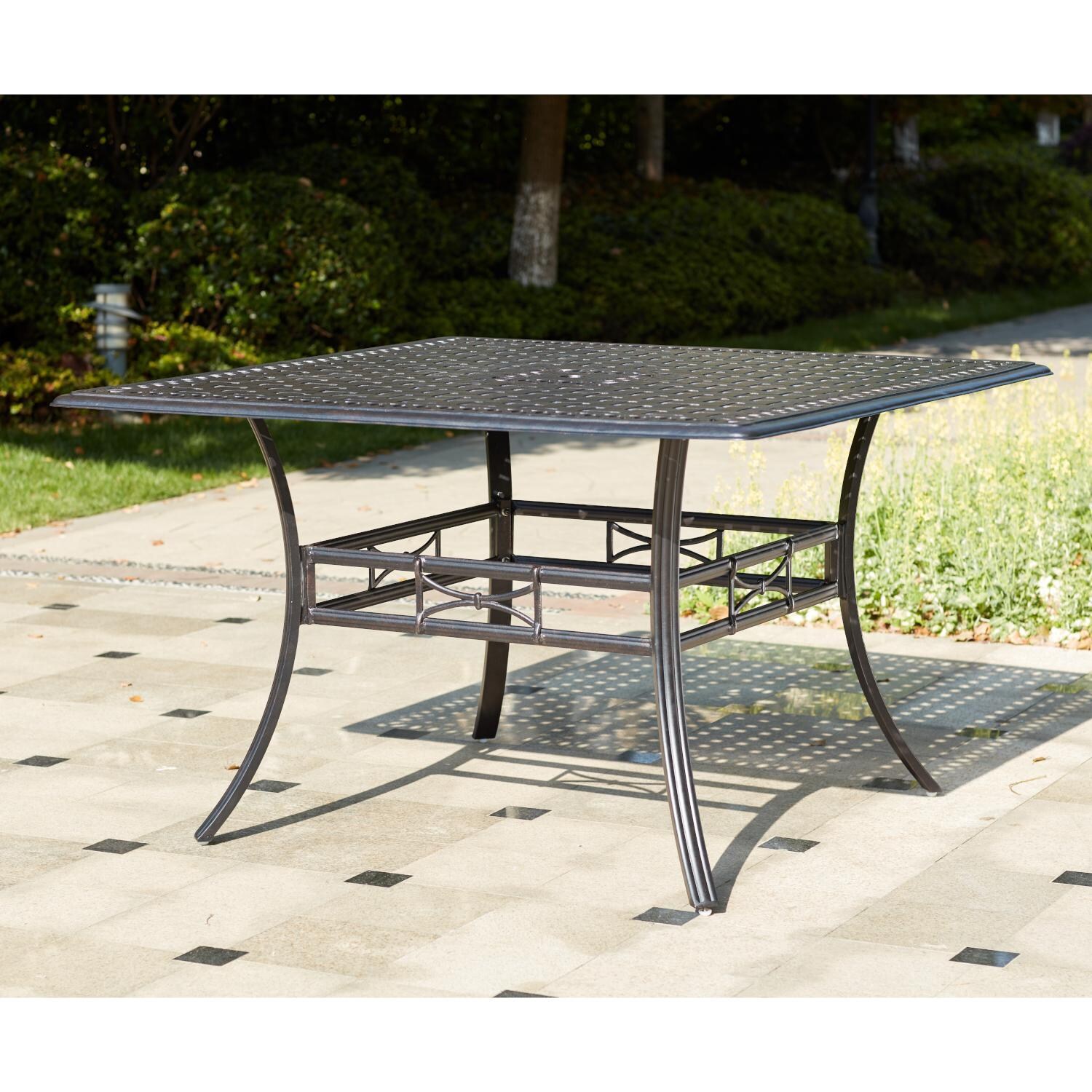 Darlee 201010-9PC-88WCH Santa Barbara 9 Piece Cast Aluminum Patio Counter Height Dining Set W/ 60 Inch Square Table & Sesame Cushions - Dining Table thumbnail