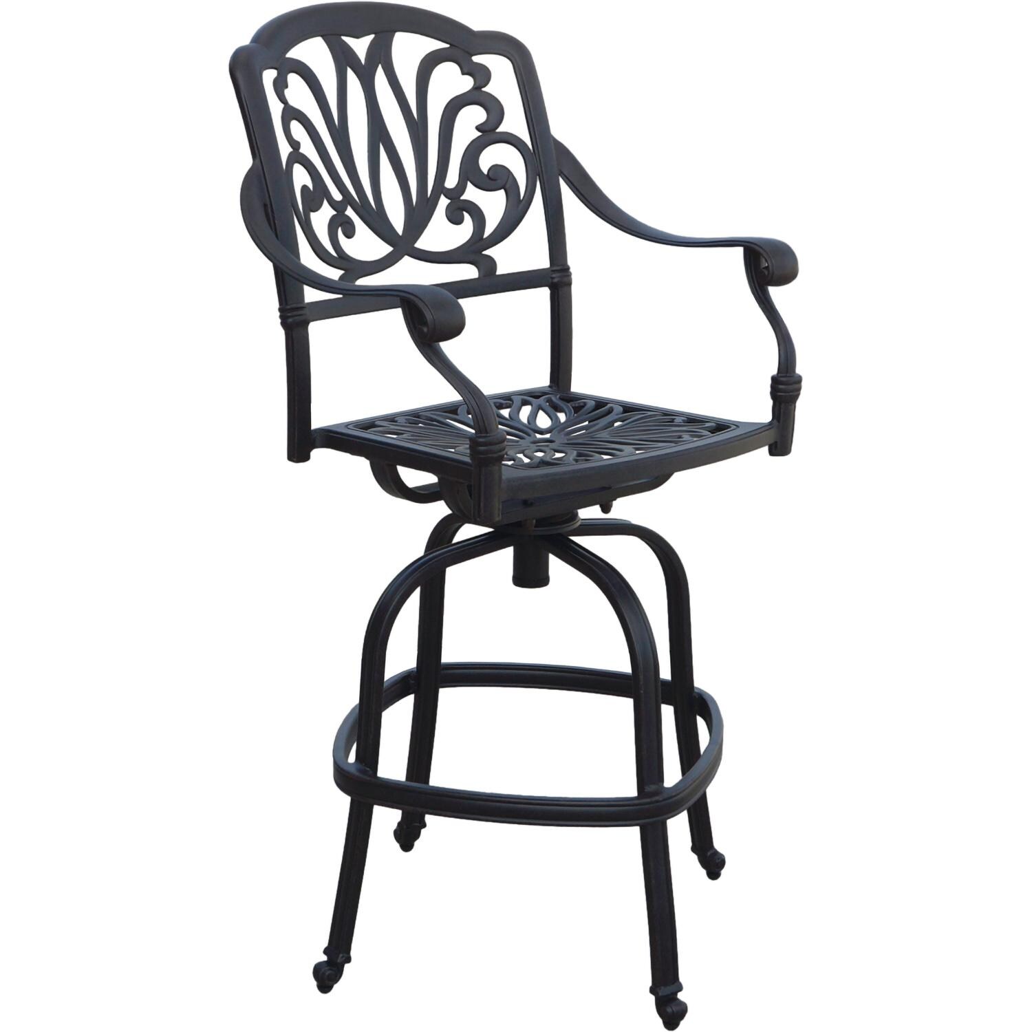 Darlee Elisabeth 5 Pc Cast Aluminum Bar Set w/ 42 Inch Round Classic Table in Antique Bronze/Beige - Chair w/ no Cushion - White Background thumbnail