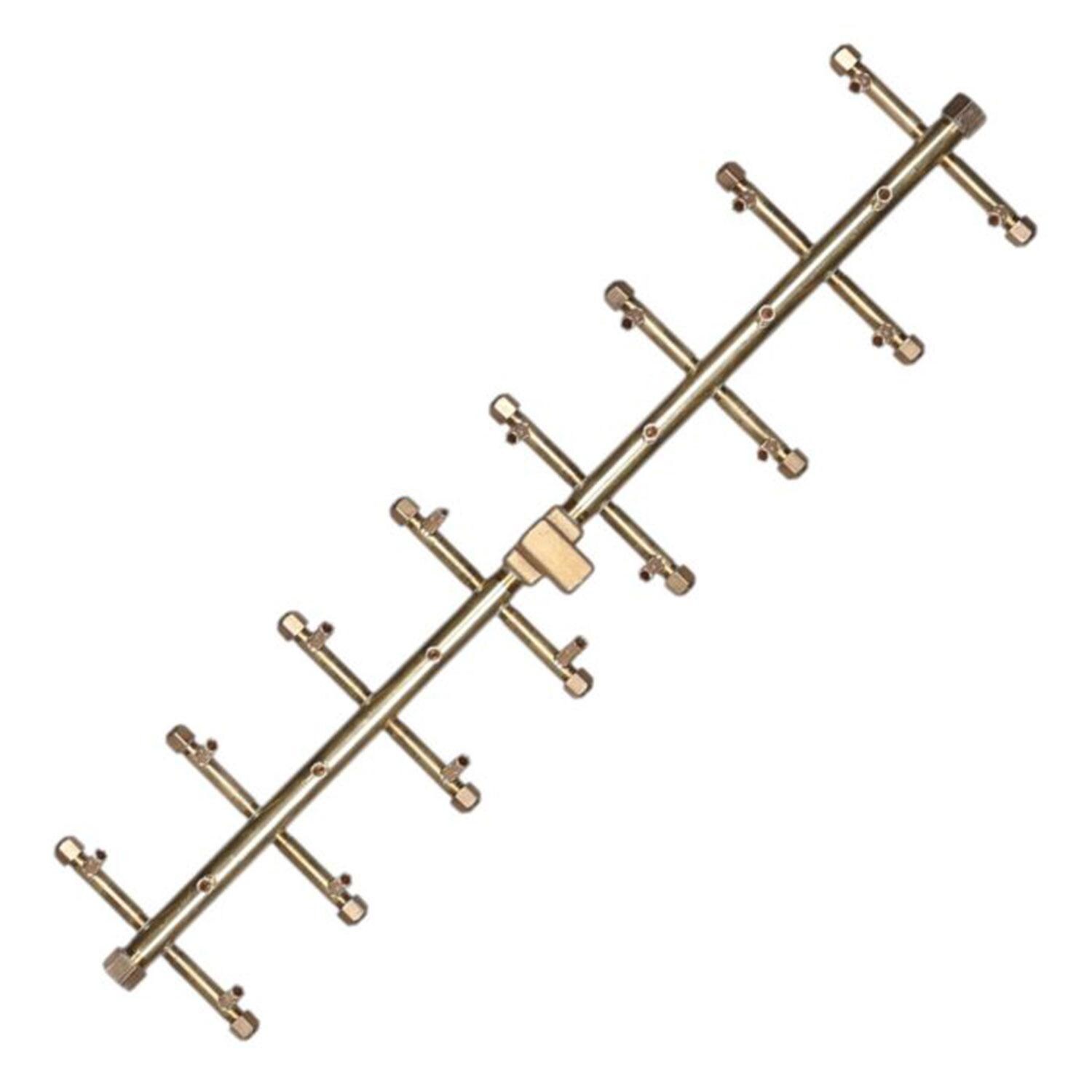 Warming Trends 30 1/2 X 7 Tree-Style Brass Natural Gas/Propane Burner & Flex Line Kit - White Background thumbnail