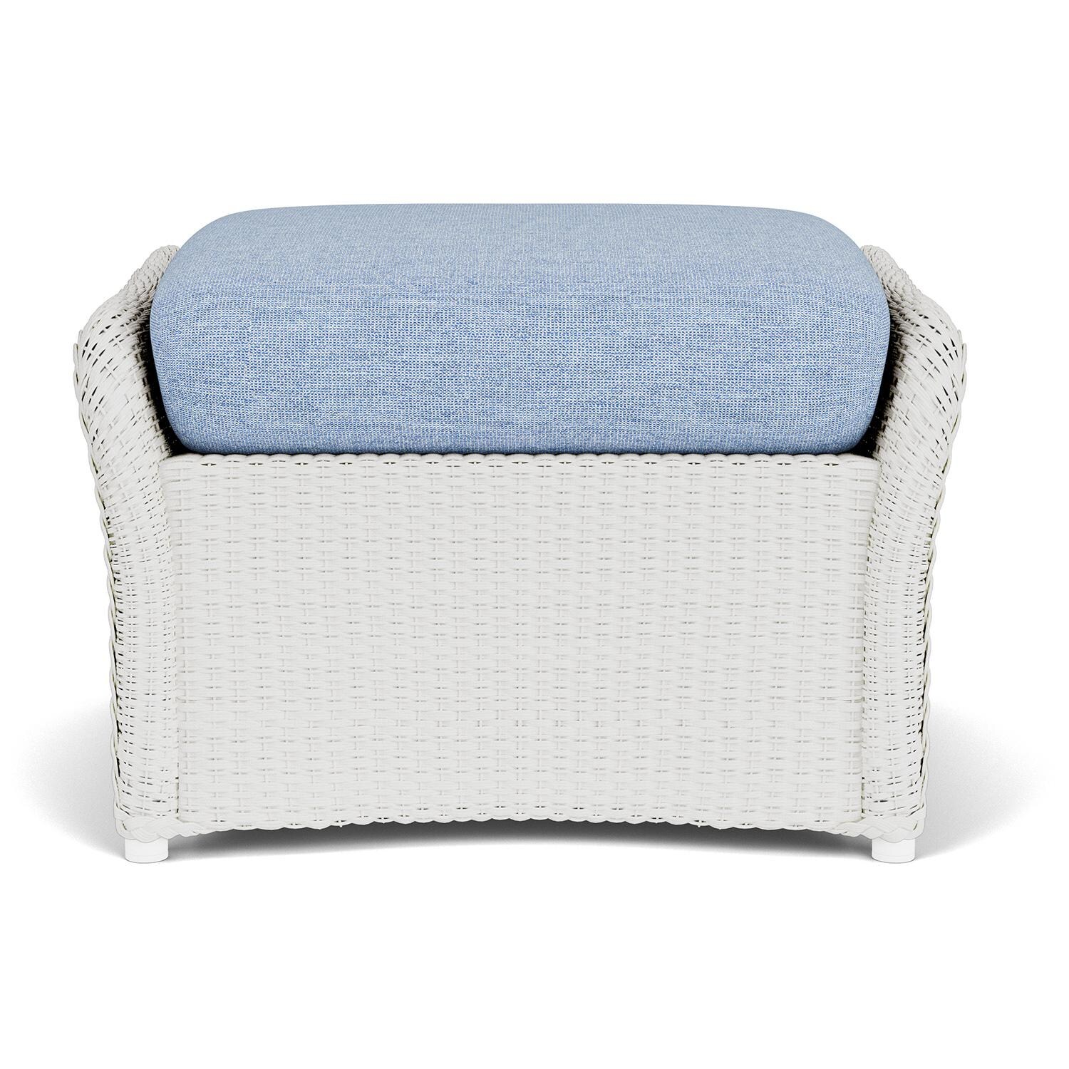 Weekend Retreat Lloyd Loom Ottoman in Matte White/Demo Skyway by Lloyd Flanders