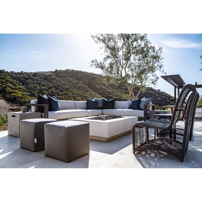 Redondo 5 Person Aluminum Sectional w/ No Welt in Slate/Spectrum Indigo by Sunset West - W/ Companion Pieces by Fire Pit - Lifestyle thumbnail