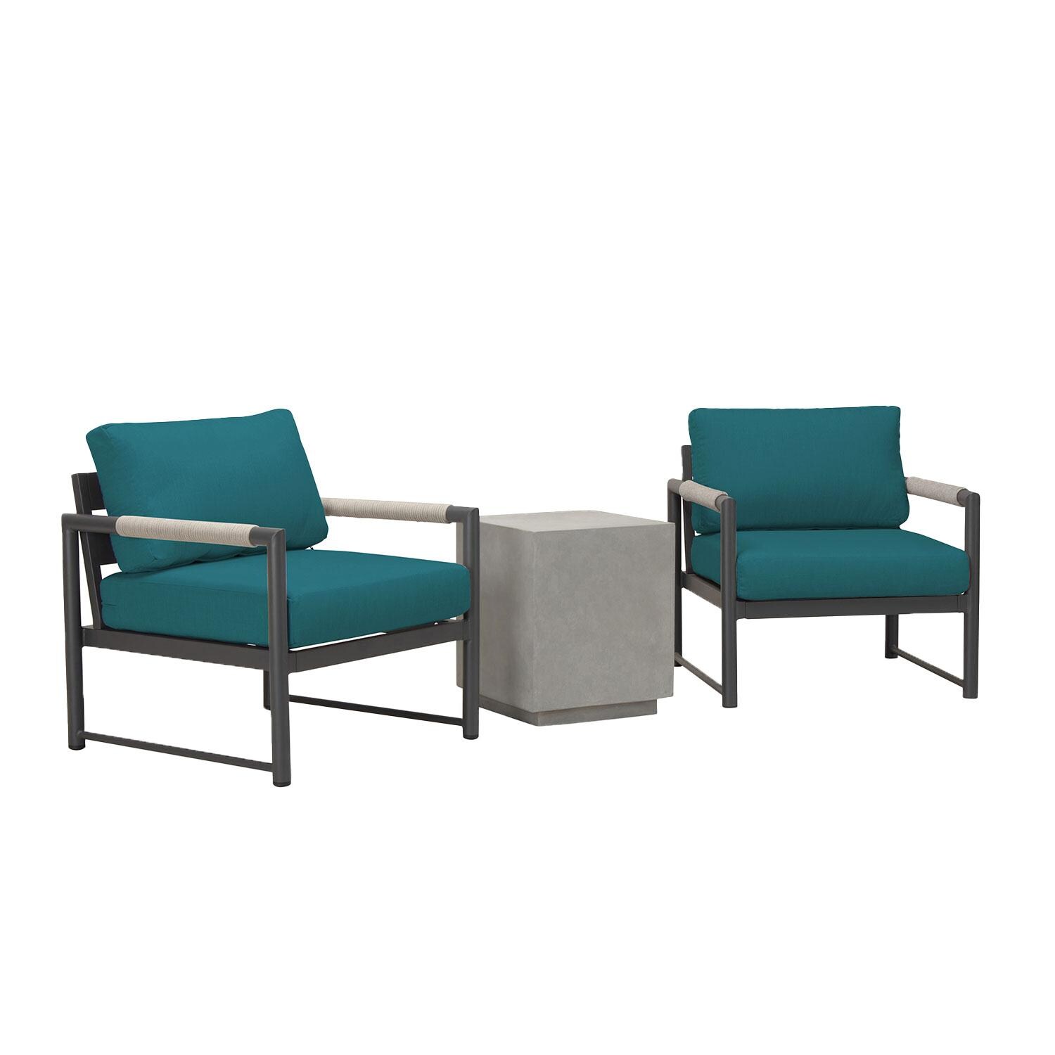 Lakeview AVEBAY-SL-PG-SET104-PC Avenue Bay Slate/Pebble Gray 3 Pc Chat Set - Spectrum Peacock - Angled - White Background thumbnail