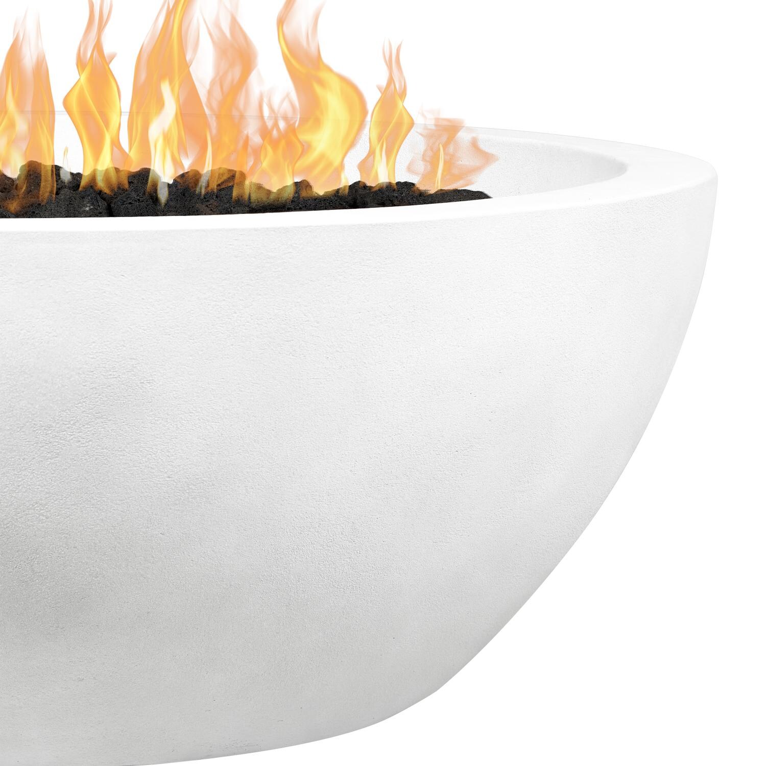 Dustyview 38-in Round Concrete Natural Gas Fire Bowl in White by BBQGuys Signature - Detail thumbnail