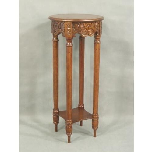 International Caravan Carved Wood 15 X 35 Inch Tall Plant Table Kd 3861 Bbqguys