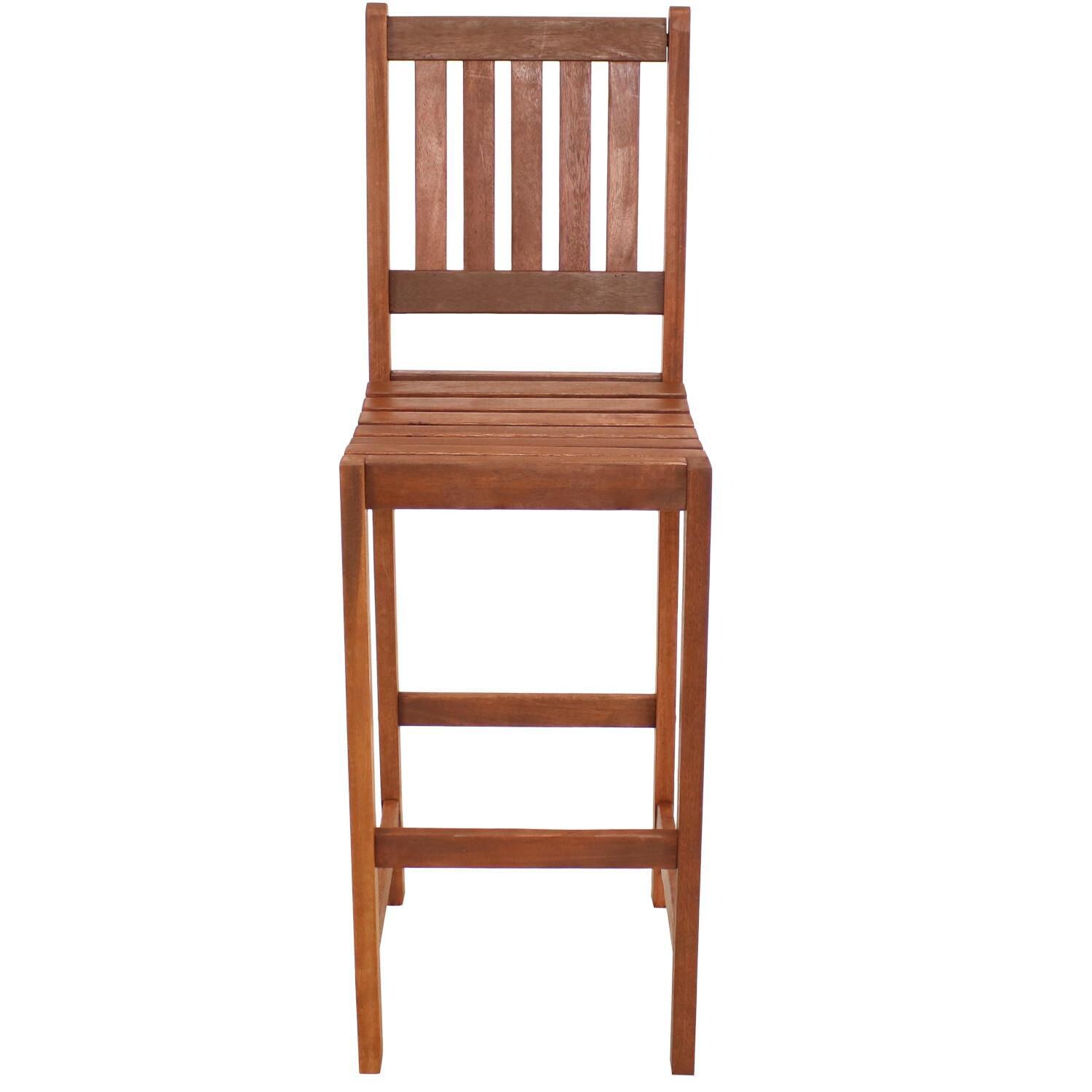 Ultimate Patio 2 Piece Meranti Wood Bar Height Chair Set W/ Teak Oil Finish - Front View thumbnail